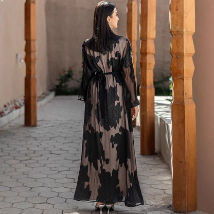 Two-piece Embroidery With Belt Robe Light Suits