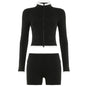 Contrast Color Backless Tight Yoga Outer Wear Suits