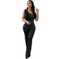 Women's Fashion Wear Solid Color Sleeveless Sequined Jumpsuits