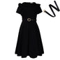Women's Short-sleeved Doll Collar Solid Color Ruffled High Dresses