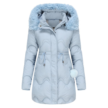 Women's Clothes Detachable Hat Wool Warm Parka Removable Coats