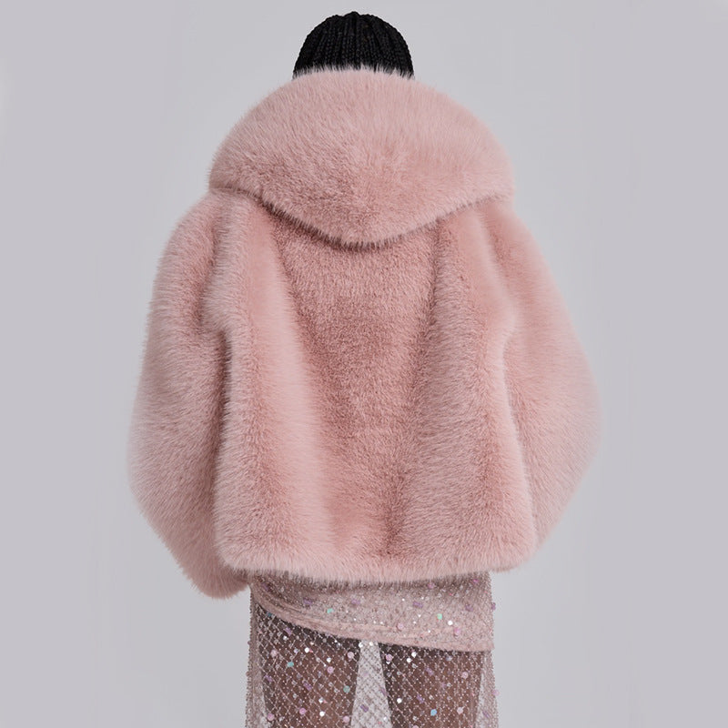 Winter Retro Millennium Hot Loose Pink Imitation Coats