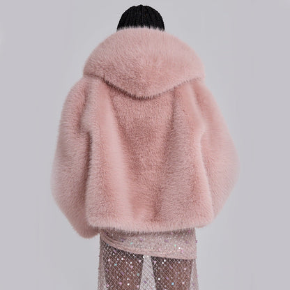 Winter Retro Millennium Hot Loose Pink Imitation Coats