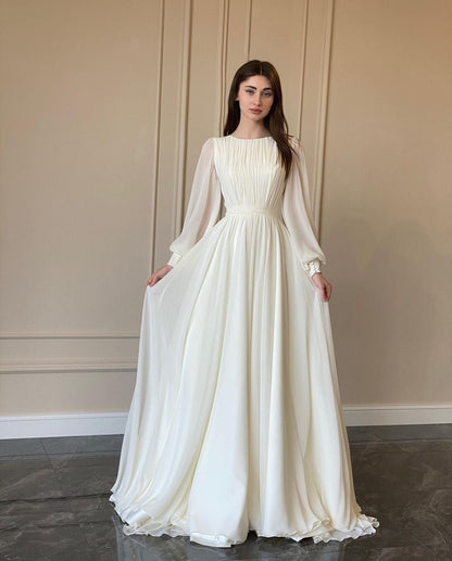 Fashionable Lantern Pearlescent Yarn White Dress Dresses