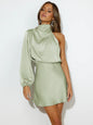 Women's Dress Satin Draping Toast Bridesmaid Evening Dresses