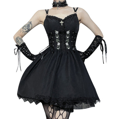 Women's Dark Night Rose Sexy Slip Dress Fashion Slim Fit Dresses