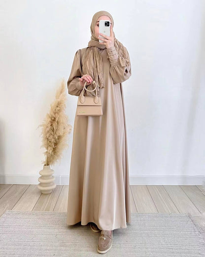 Women's Spring Muslim Wear Soft Fashion Satin Dresses