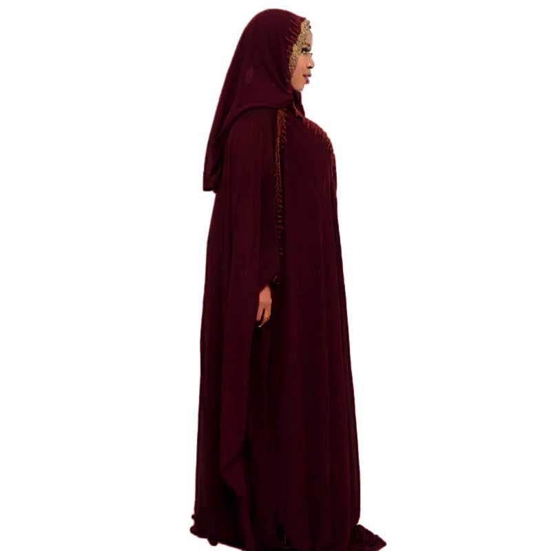 Women's Rhinestone Hooded Large Swing Dress Arab Dresses