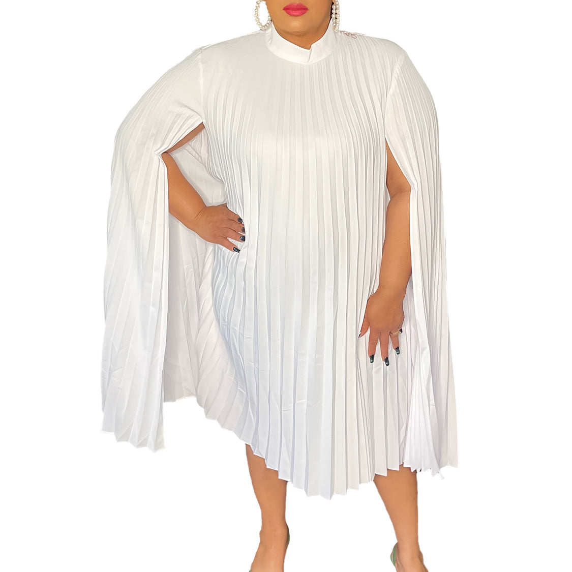 Women's Fashion Elegant Cape Loose Pleated African Plus Size