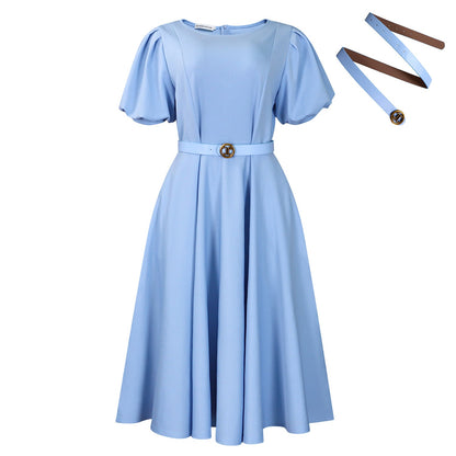 Women's Summer Sleeve High Waist Large Mid-length Dresses