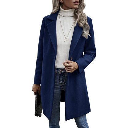 Women's Color Buttons Trench Long Sleeve Loose Clothing