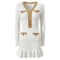 Slim Fit Slimming Bead Long Sleeve Dresses