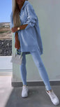 Women's Sports Casual Slit Hooded Tights Two-piece Suits