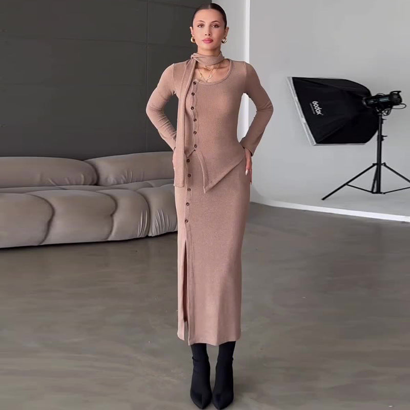 Women's Long Sleeve Slim Fit Slimming Slit Suits