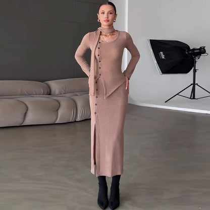 Women's Long Sleeve Slim Fit Slimming Slit Suits