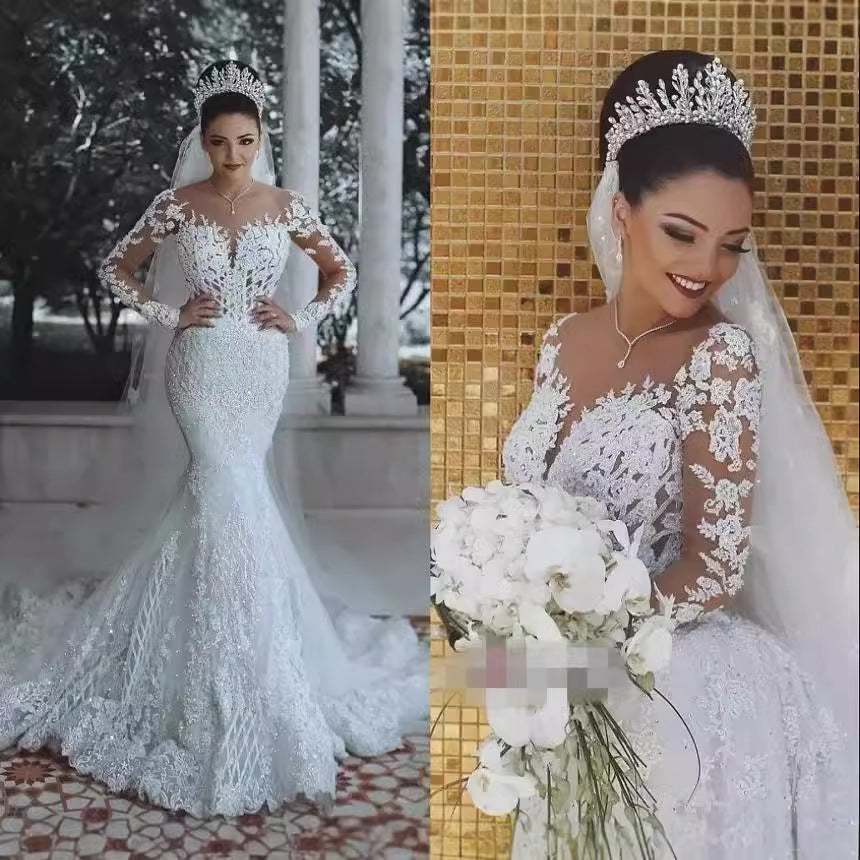 Classy Dress Sexy Deep Fishtail Lace Wedding Dresses