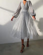 Color Elegant Lady Puff Sleeve Polka Dresses