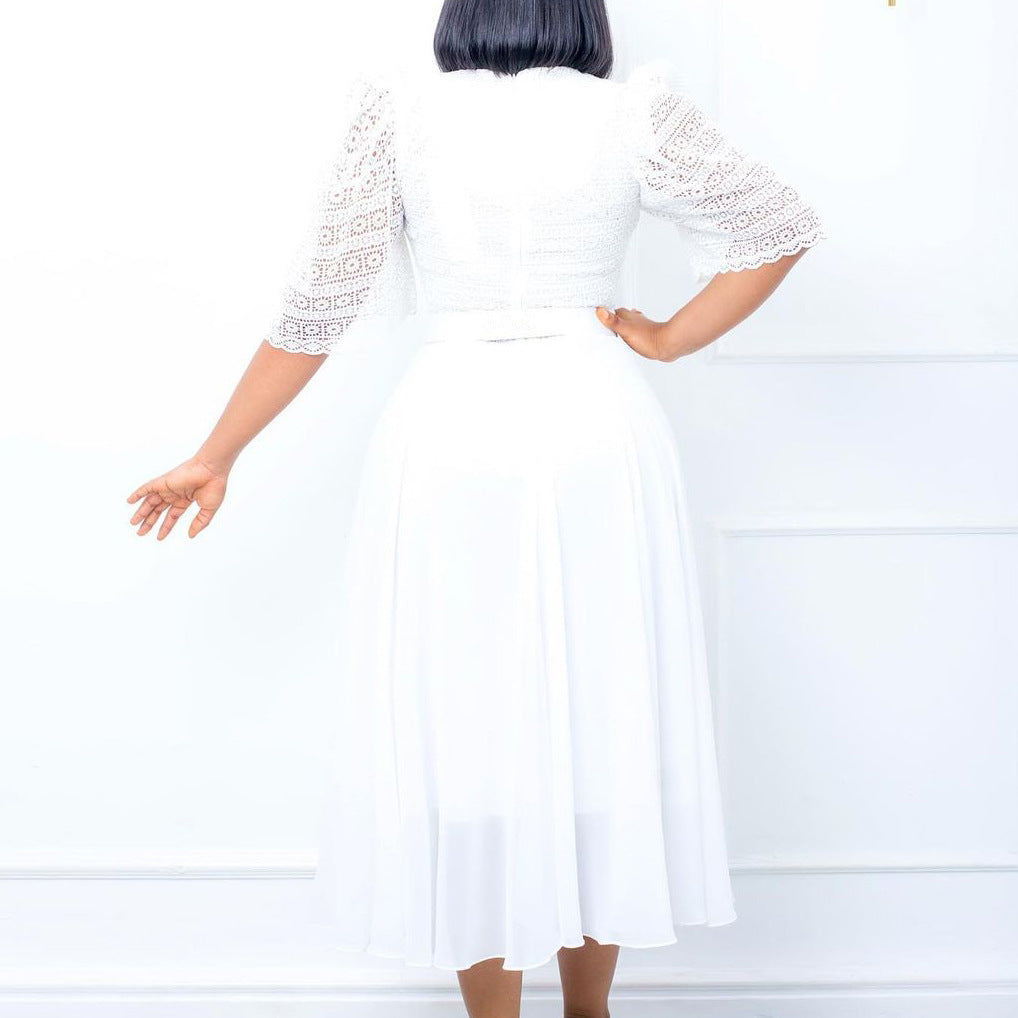 Fashion Chiffon Patchwork Beaded African Dress Dresses
