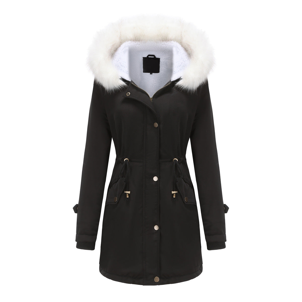 Women's Detachable Fur Collar Long-sleeved Hooded Coats