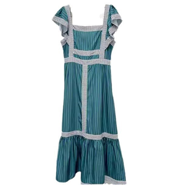 Women's Collar Color Contrast Patchwork Dress Fashionable Dresses
