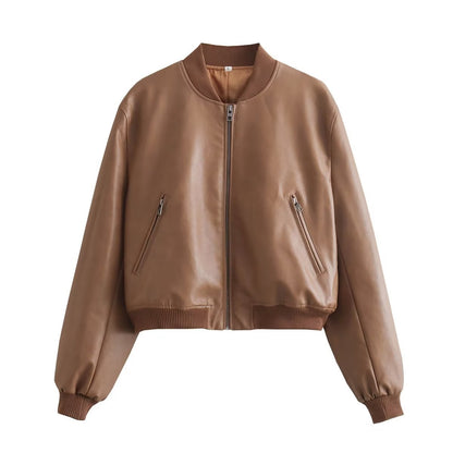 Women's Street Slim Autumn Stand Collar Motorcycle Jackets