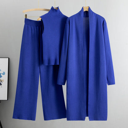 Lazy Temperament Knitting Sleeveless Three-piece Set Suits