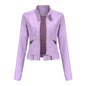 Women's Fashion Leather Stand Collar European Shorts