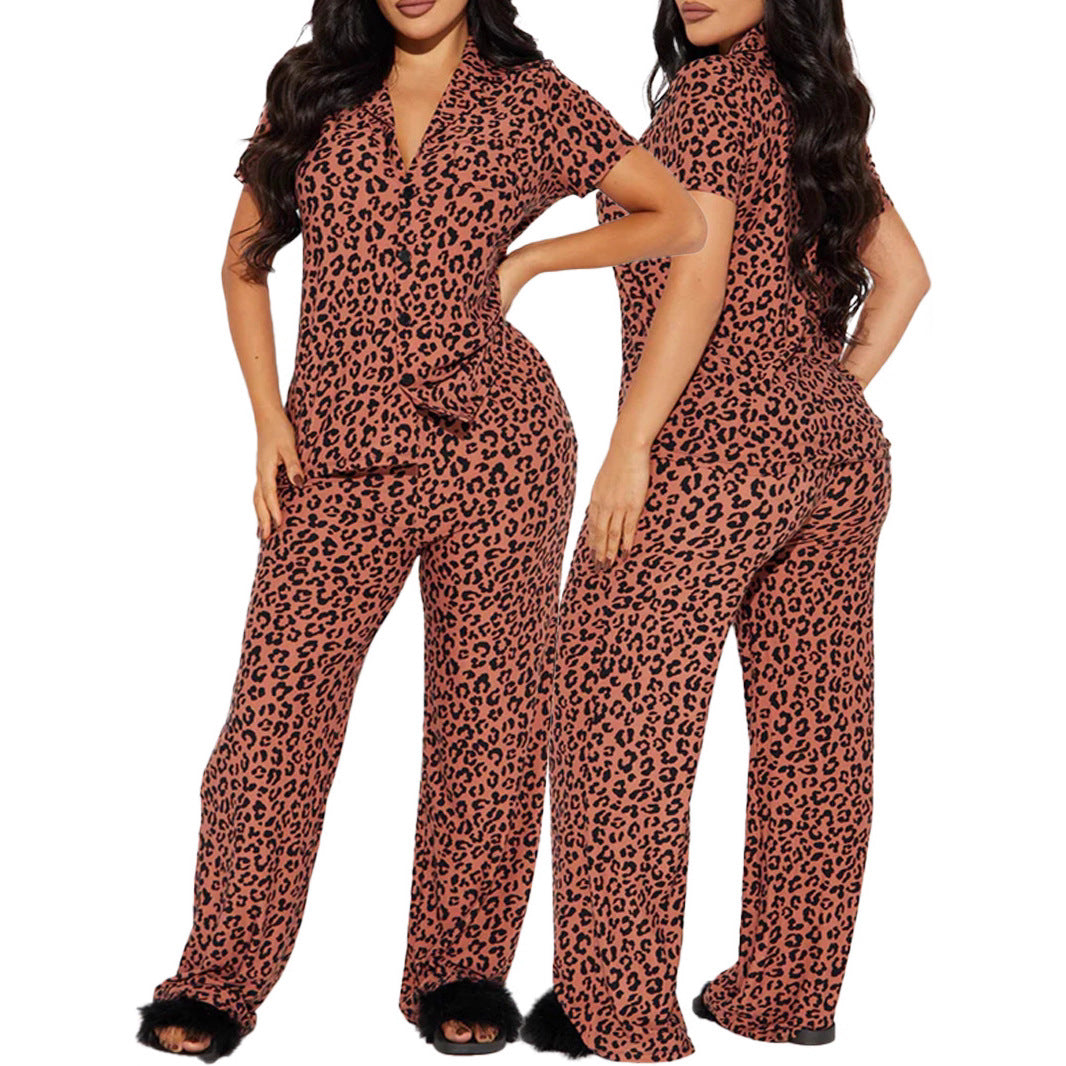 Women's Comfortable Printed Sleeve Home High Waist Suits
