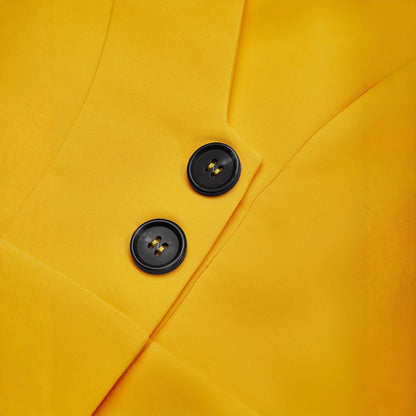 Pretty Fashion Single-breasted Yellow Temperament Dress Dresses