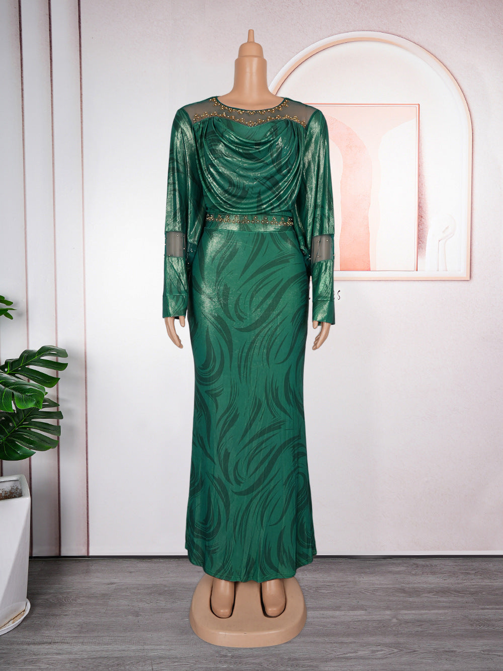 Women's Autumn African Rhinestone Print Dress Dresses