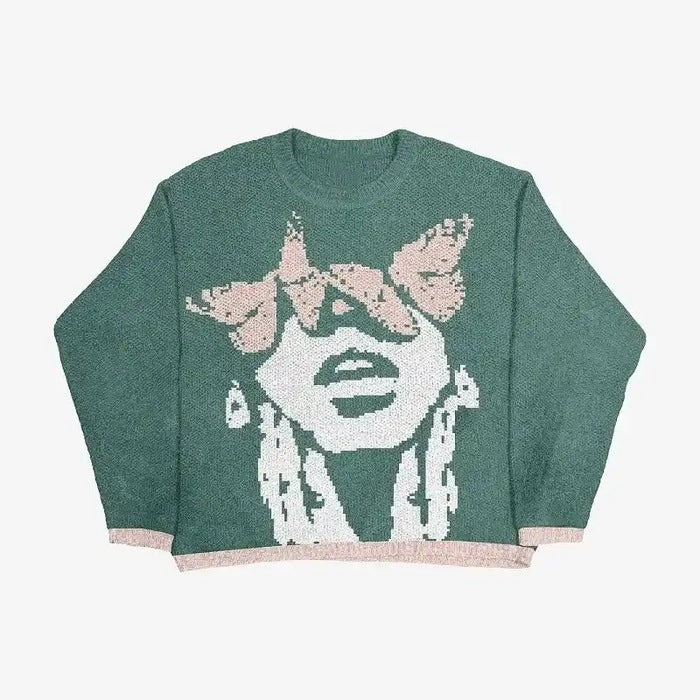 Women's Fashion American Dark Style Round Neck Anime Sweaters