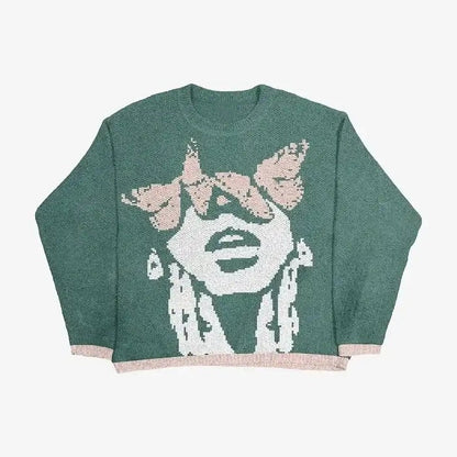 Women's Fashion American Dark Style Round Neck Anime Sweaters