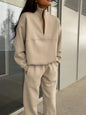 Fashion Zipper Lapel Solid Color Casual Suits