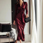 Women's Mid-length Dress Deep Satin Dinner Elegant Dresses