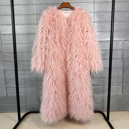 Imitation Tan Wool Extended Furry Color Coats