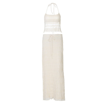 French Fashion Sexy Halter Backless Wrap Chest Double Suits