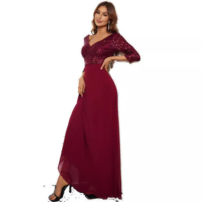 Women's Chiffon Double Dress A- Line Large Dresses