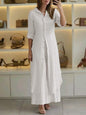 Linen Tight Waist Long Shirt Wide Suits
