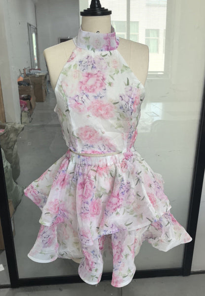 Women's Sweet Elegance Printed Backless Lace Up Dresses