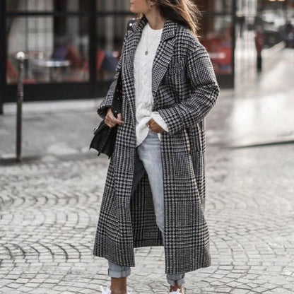 Women's Long Woolen Color Temperament Commute No Coats