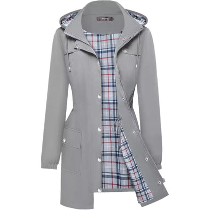 Women's Casual Fashion Plaid Long Sleeve Anorak Coats