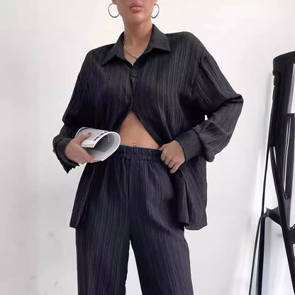 Women's Autumn Shirt Collar Loose Casual Suits