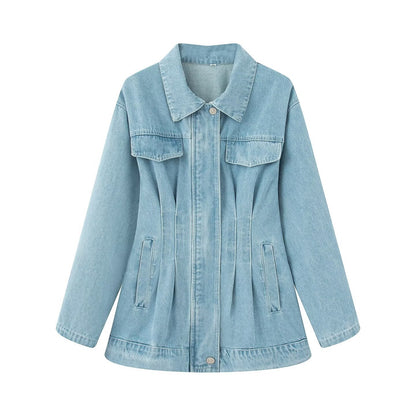 Women's Stylish Graceful Simple Lapel Waist Denim Coats