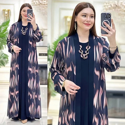 Women's African Wear Digital Printing Long Robe Suits