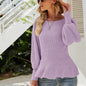 Women's Lantern Sleeve Knitted Solid Color Sweaters