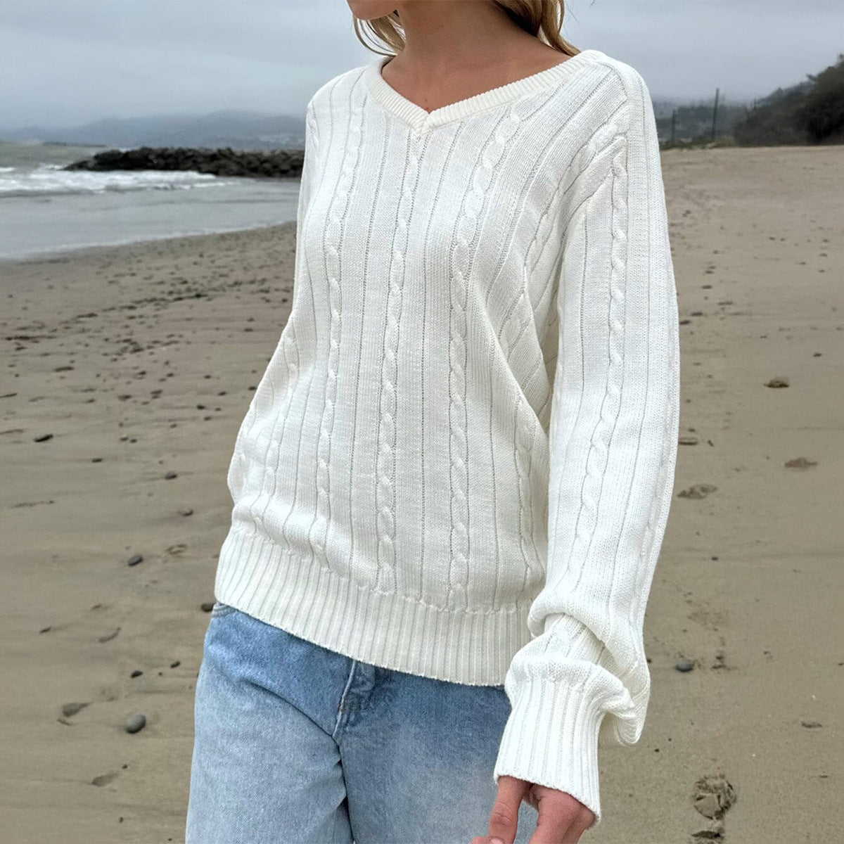 Women's Fashion Casual Solid Color Base Woolen Sweaters