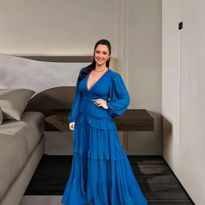 Stylish Ruffled Dress Autumn Split Expansion Dresses