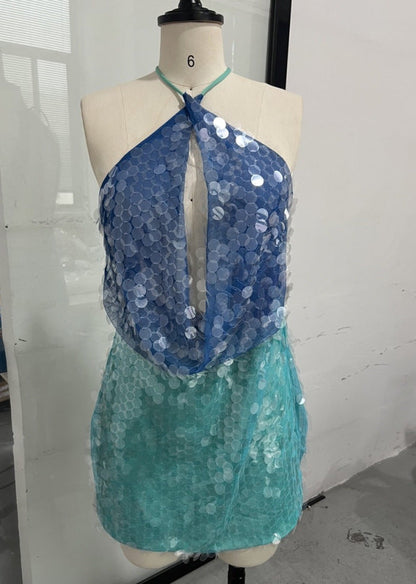 Women's Summer Sexy Cutout Backless Halter Sequin Dresses