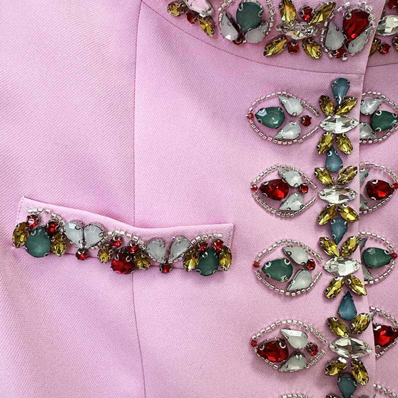 Early Spring Fashion Bead Diamond Skinny Suits