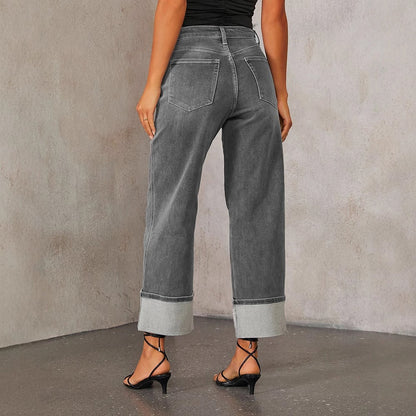 Women's Spring Elastic Straight Quality Retro High Jeans